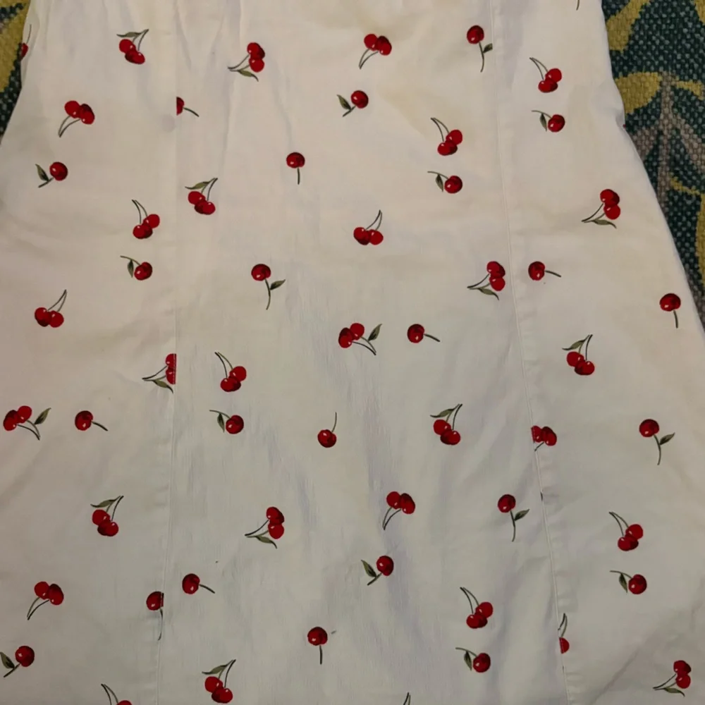 Abercrombie & Fitch Cherry Print Linen Mini Dress Women's Medium Romper - Picture 7 of 7